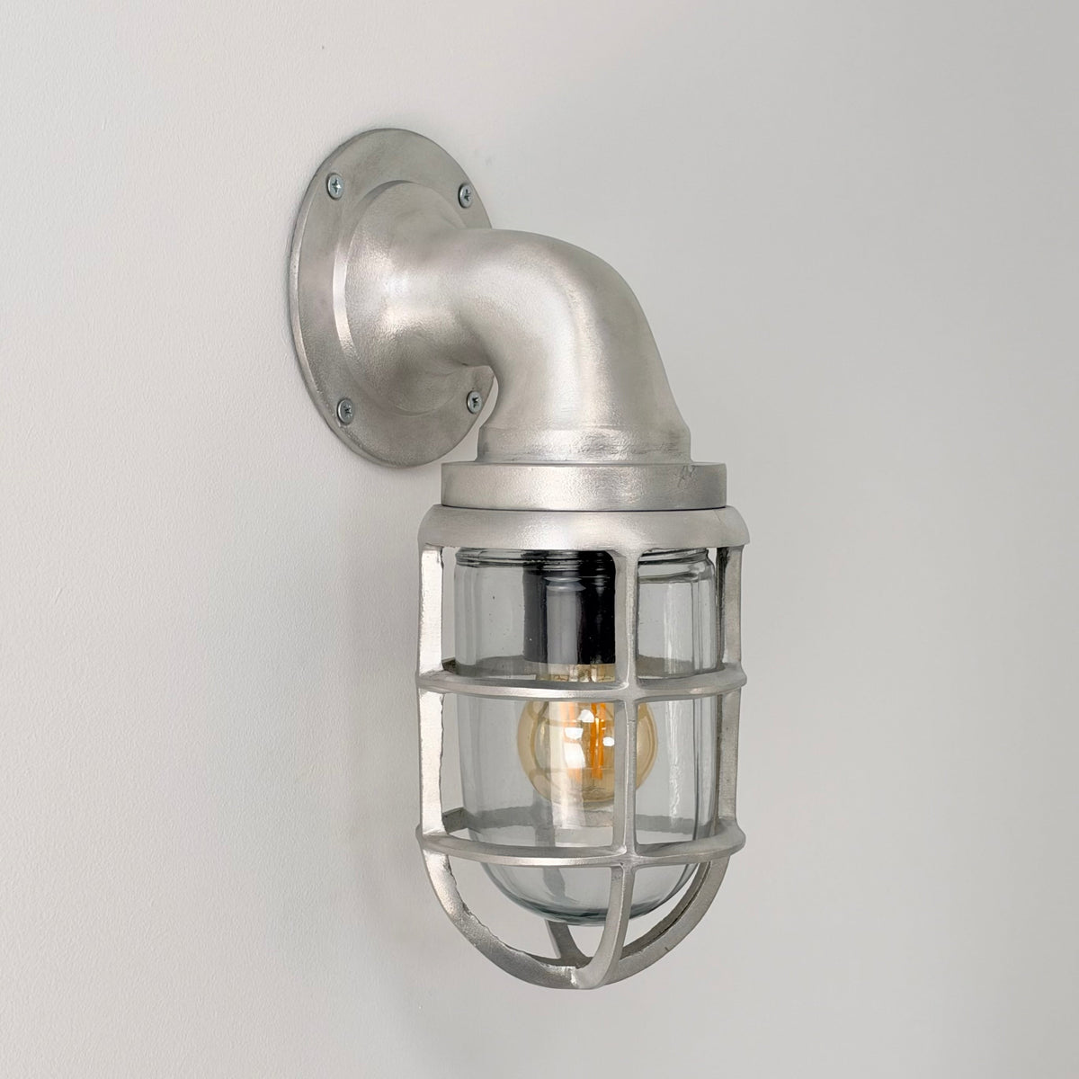 Brassvane raw cast swan neck wall light overall view