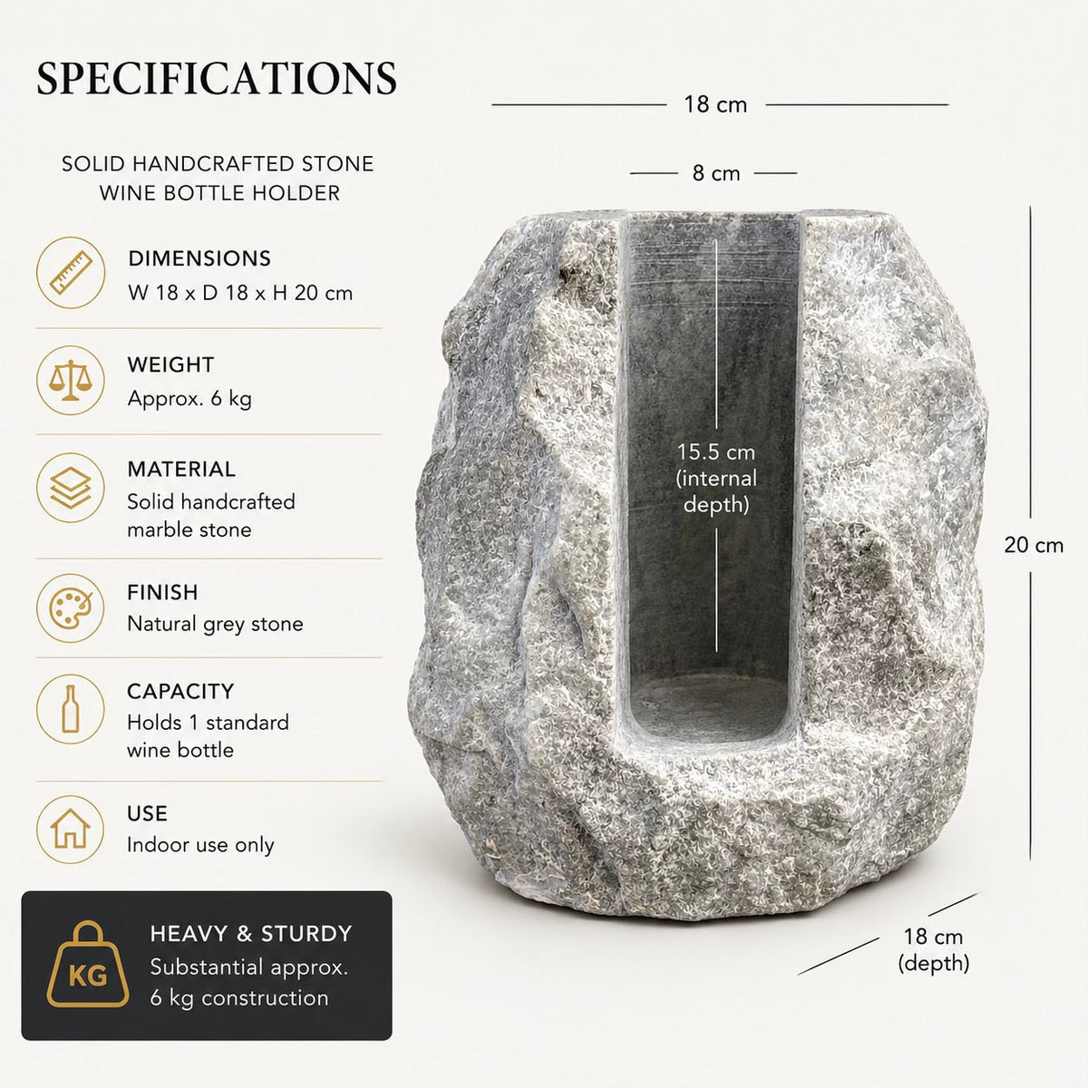 Brassvane marble wine bottle holder additional view 12