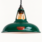 Brassvane racing green slotted pendant light overall view