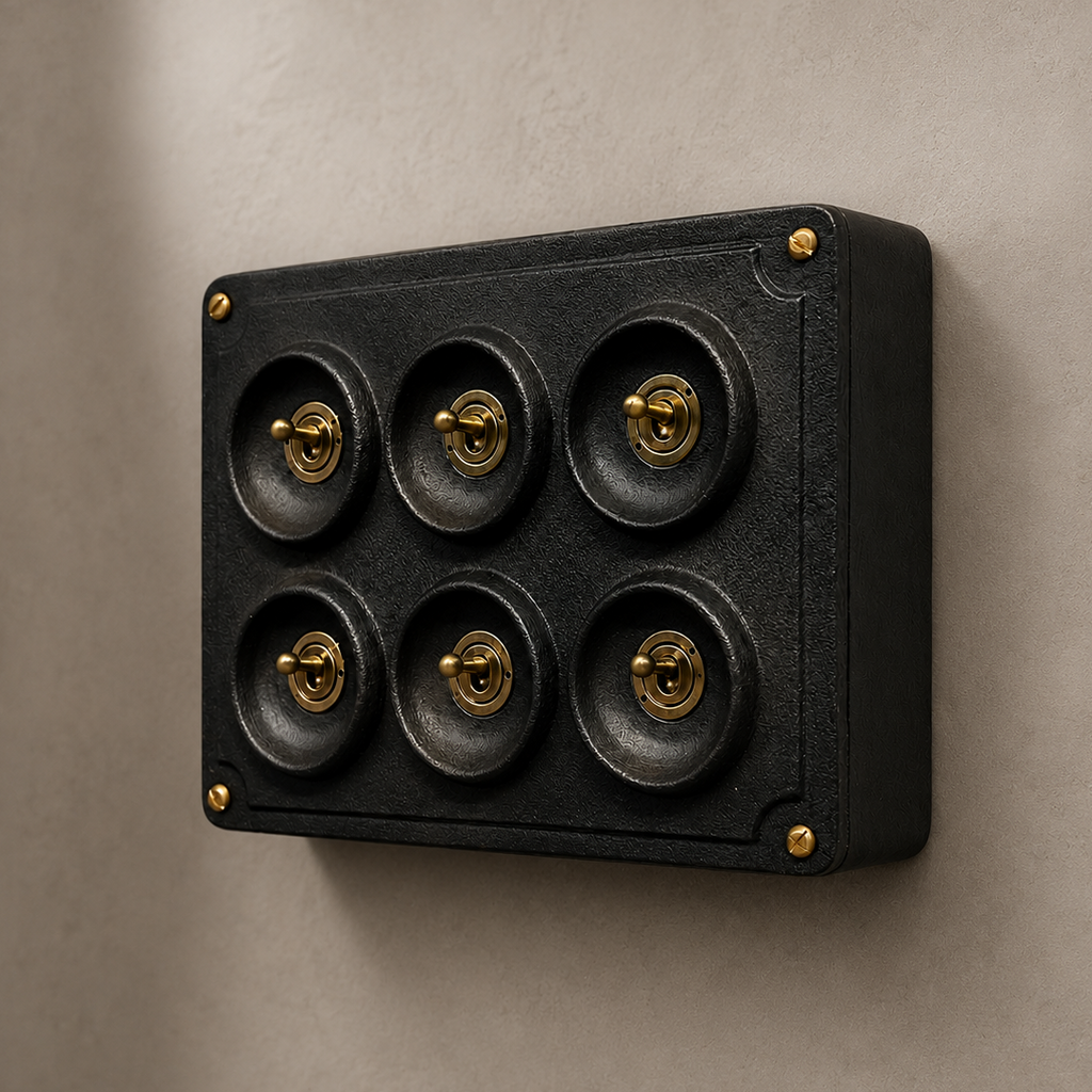 Brassvane 6 gang toggle light switch additional view 3