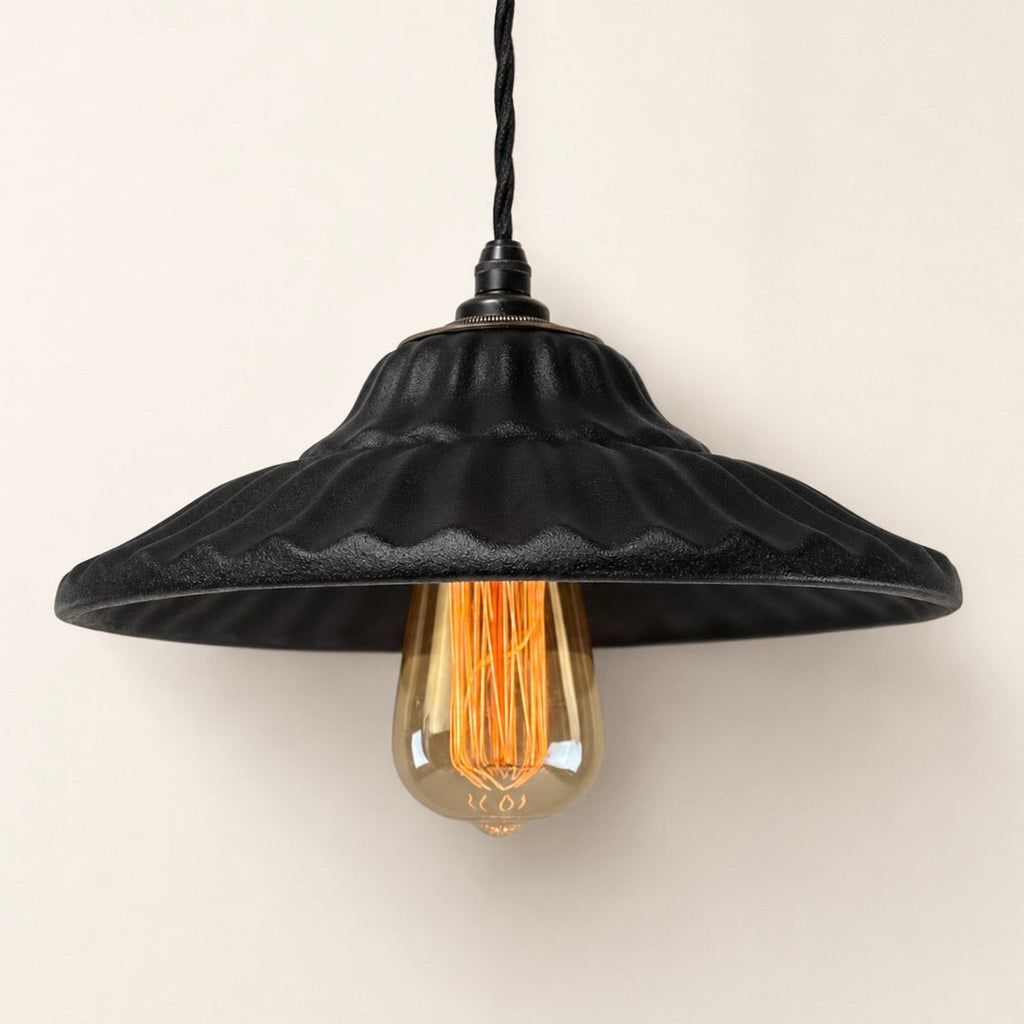 Brassvane matt black ceramic pendant light overall view