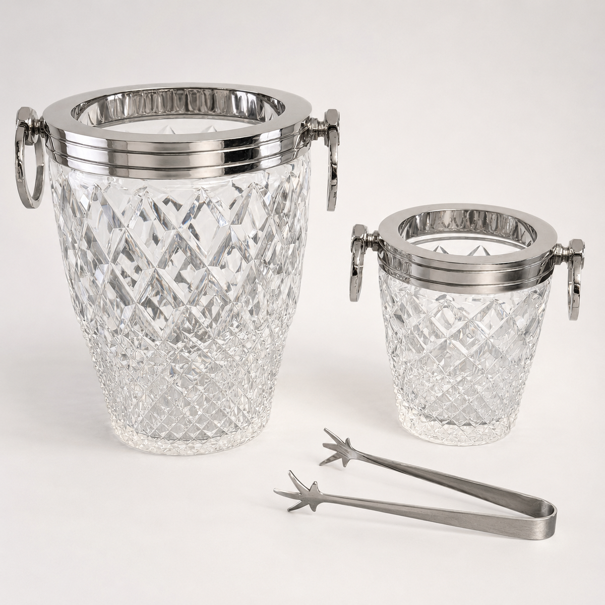 Brassvane hand cut glass ice cooler overall view