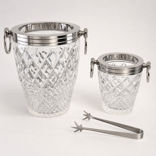 Brassvane hand cut glass ice cooler overall view