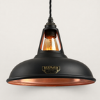 Brassvane matt black and copper pendant light overall view