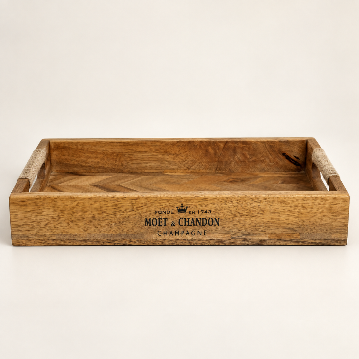 Brassvane patchwork wooden serving tray overall view