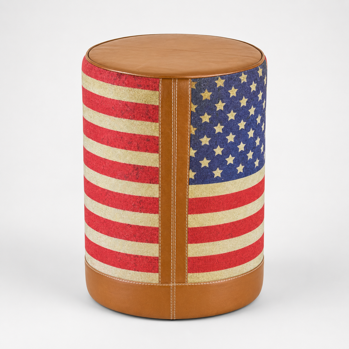 Brassvane USA flag pouf footstool additional view 3