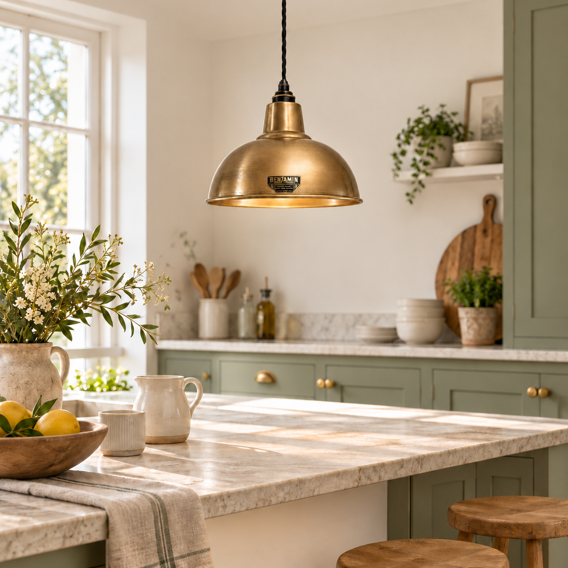 Brassvane antique brass dome pendant light additional view 2