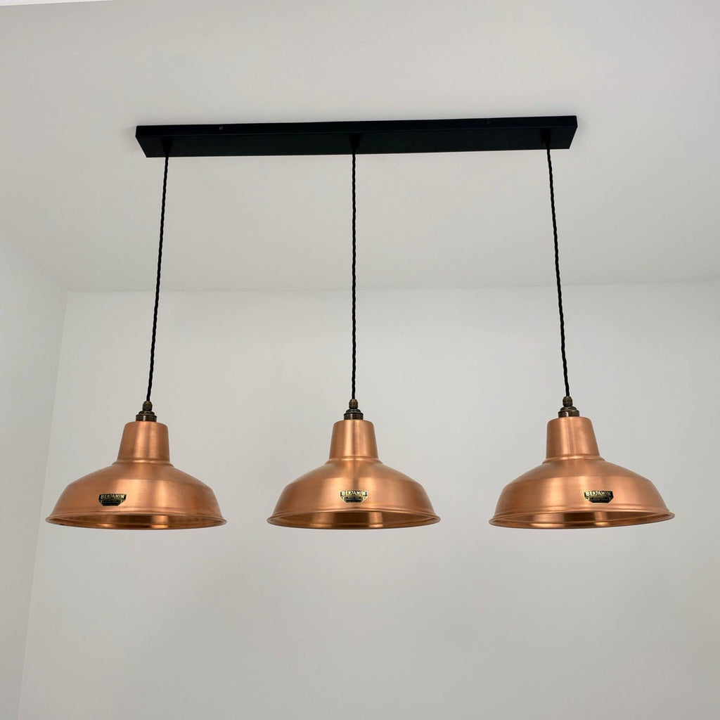 Brassvane antique copper 3 pendant track light overall view