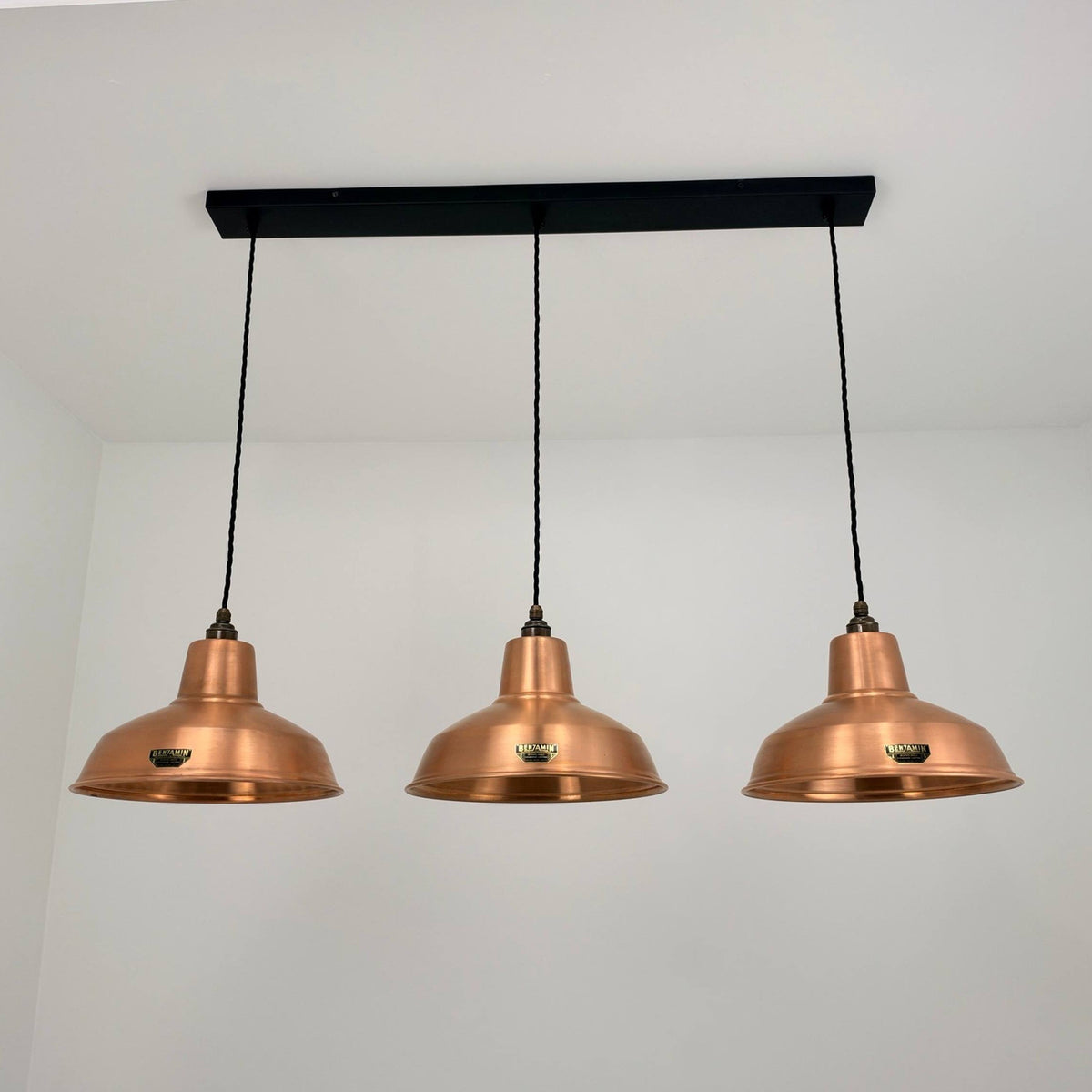 Brassvane antique copper 3 pendant track light overall view