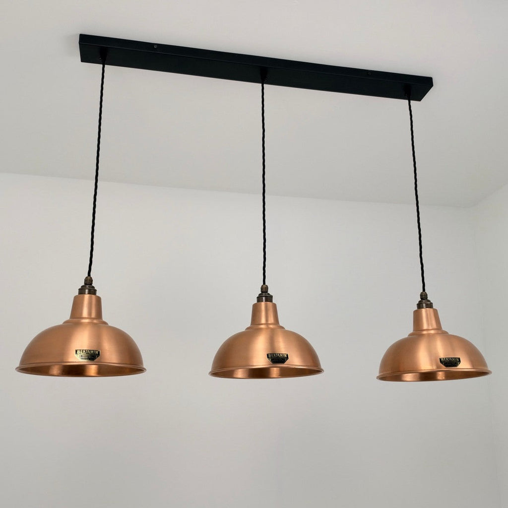 Brassvane antique copper 3 pendant track light overall view