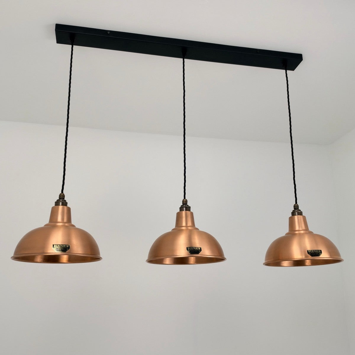 Brassvane antique copper 3 pendant track light overall view
