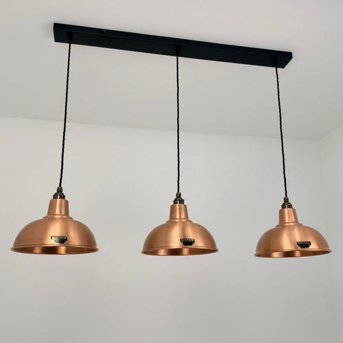 Brassvane antique copper 3 pendant track light overall view
