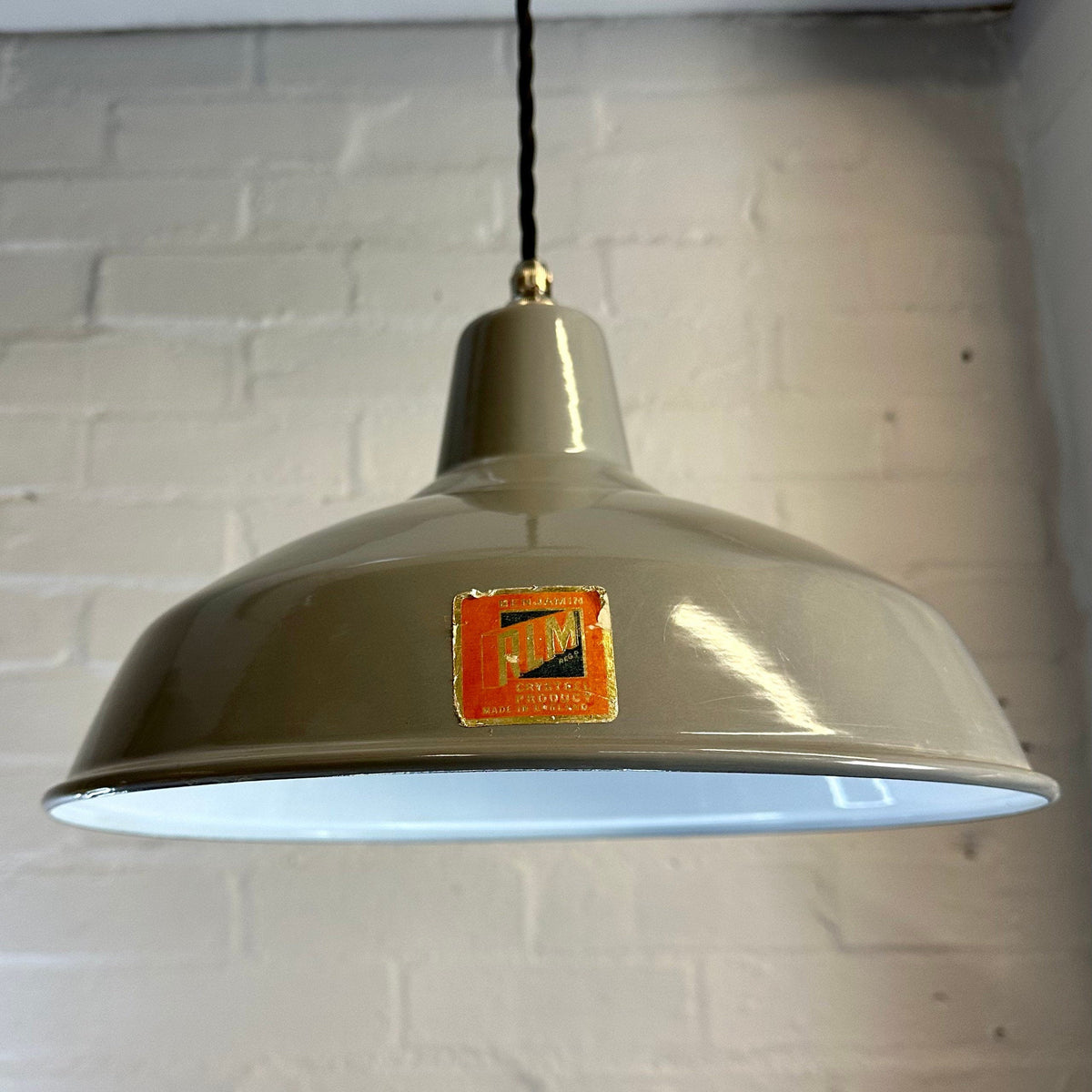 Brassvane gray RLM pendant light overall view
