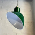 Brassvane racing green parabolic pendant light overall view