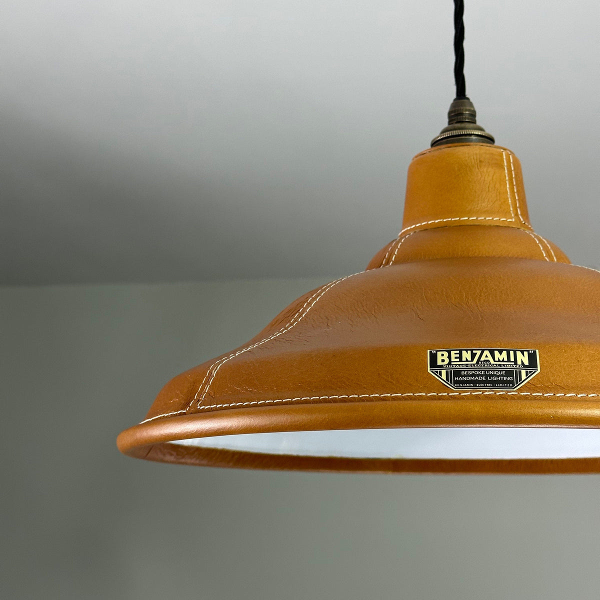 Brassvane tan leather pendant light additional view 3
