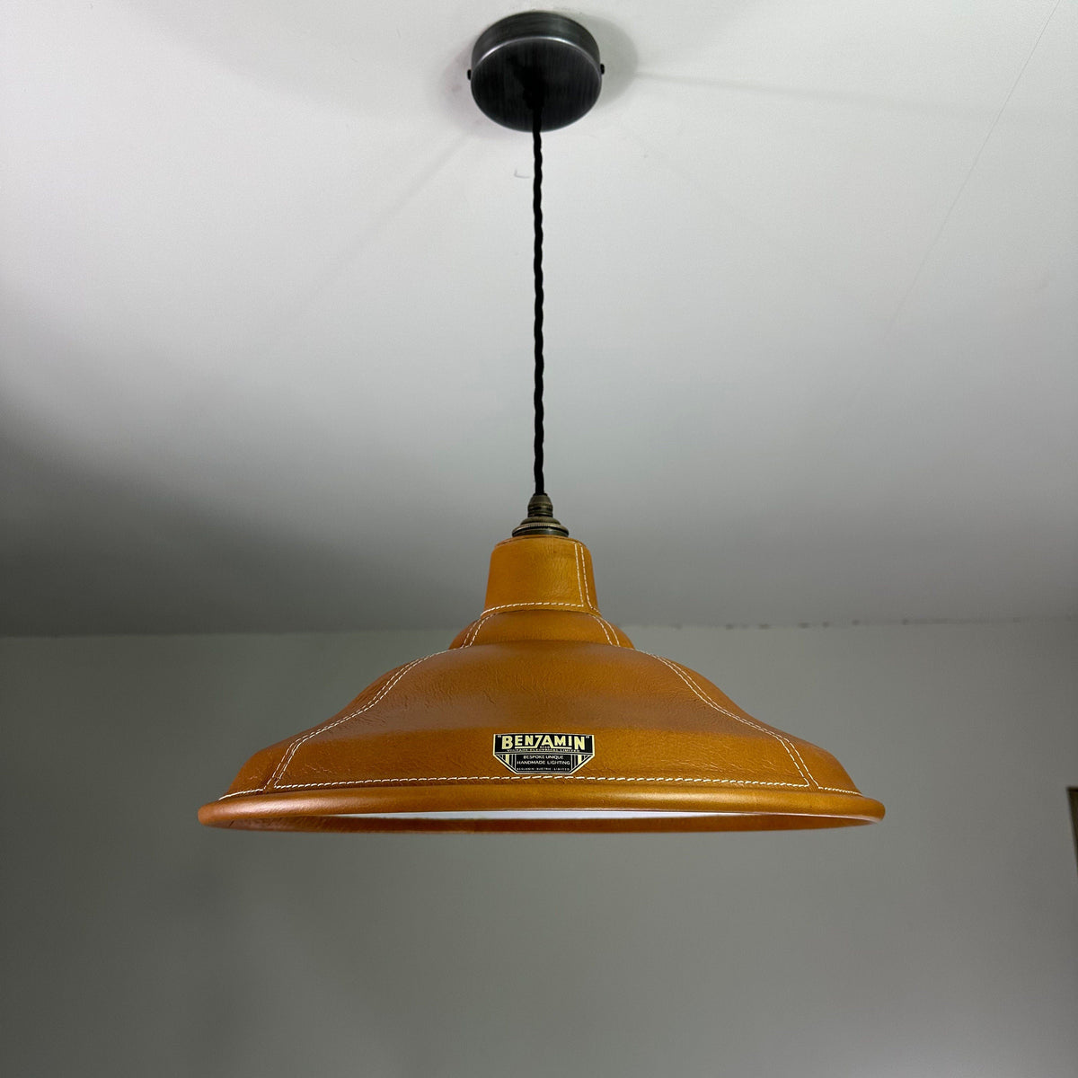 Brassvane tan leather pendant light additional view 4