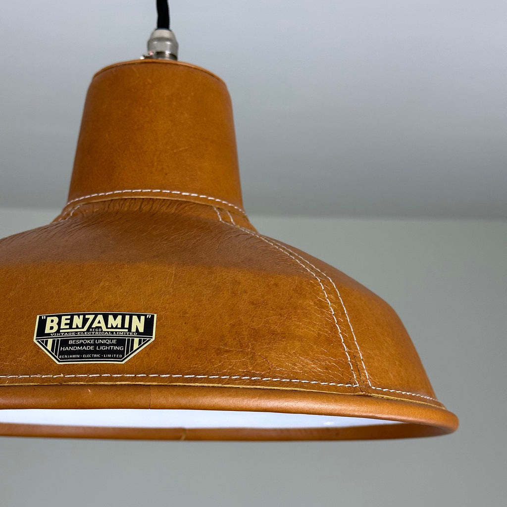 Brassvane tan leather RLM pendant light additional view 4