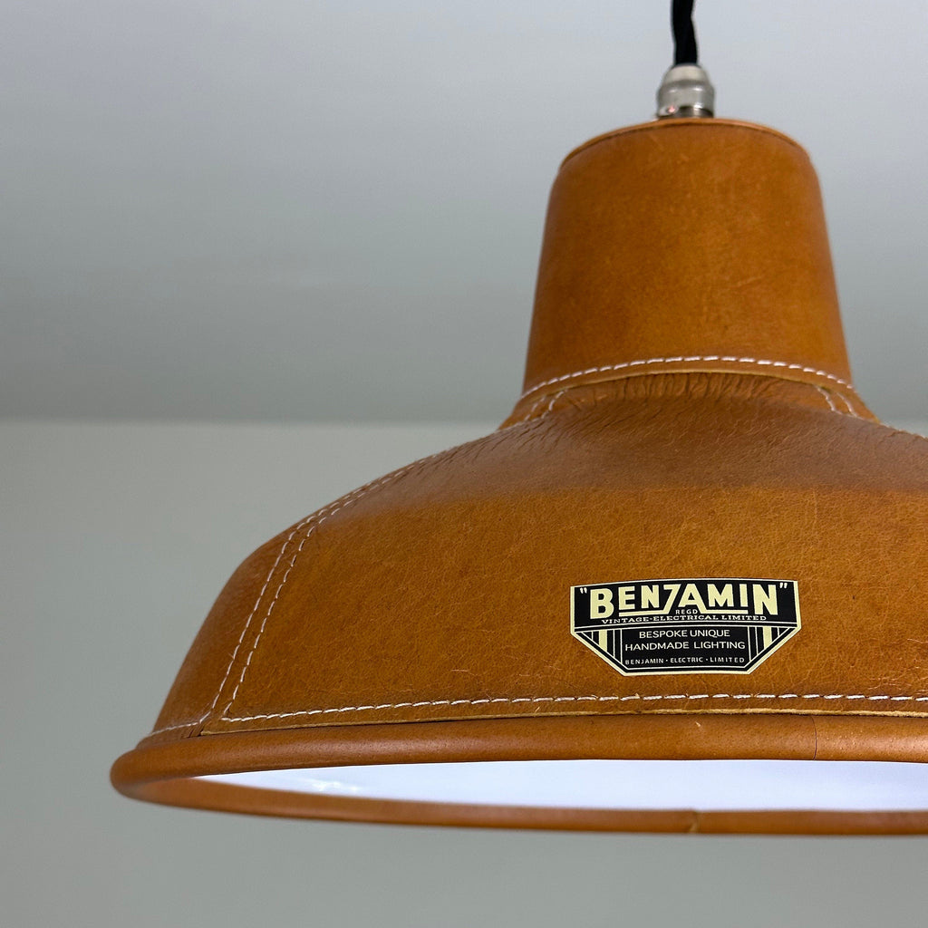 Brassvane tan leather RLM pendant light additional view 5