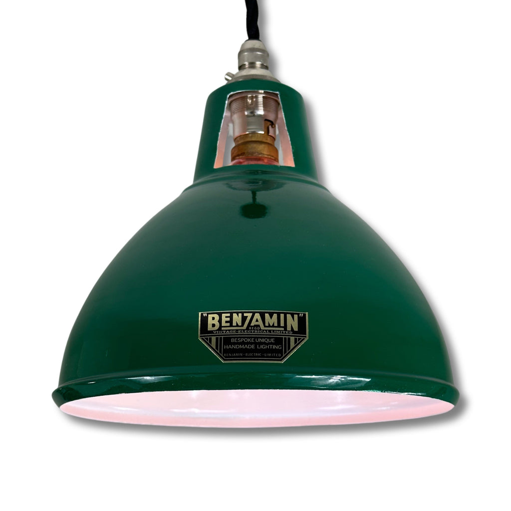 Brassvane racing green pendant light overall view