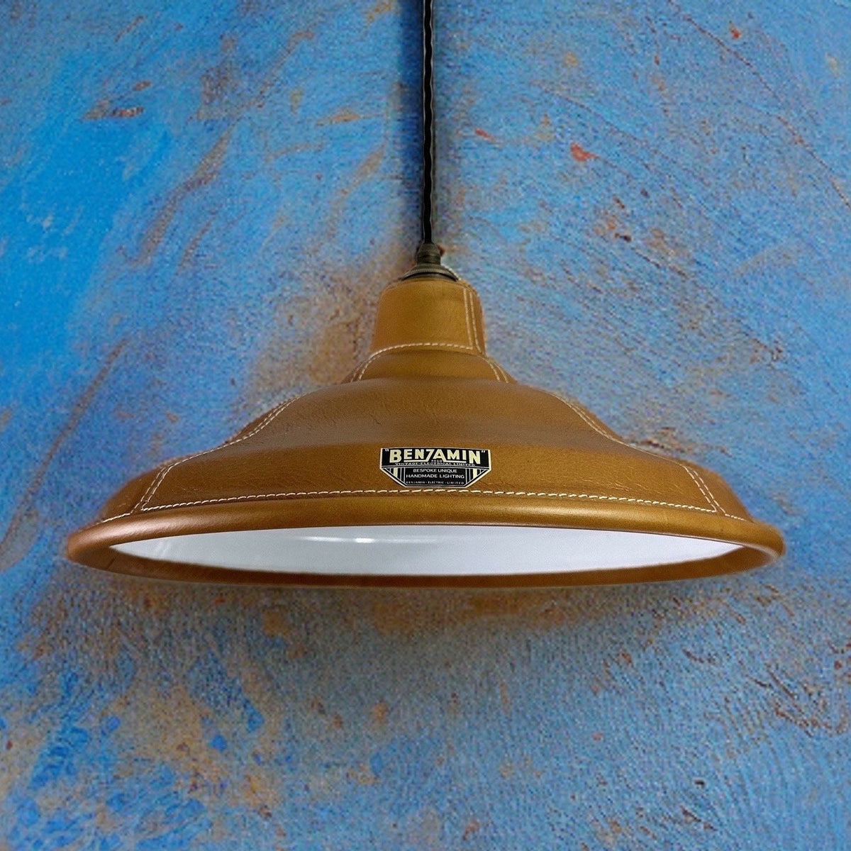 Brassvane tan leather pendant light additional view 2