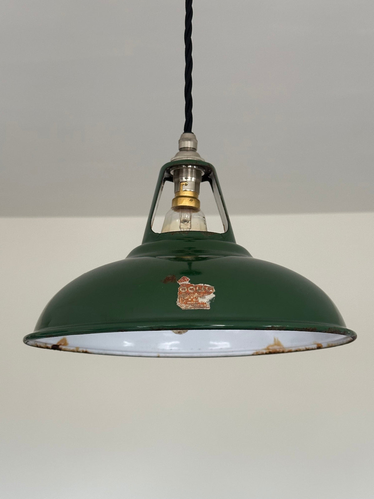 Brassvane green restored pendant light overall view