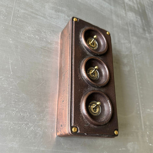 Brassvane 3 gang conduit light switch additional view 2