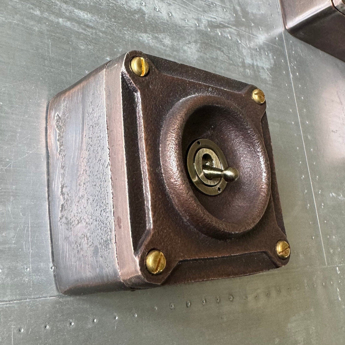 Brassvane antique copper conduit light switch additional view 2