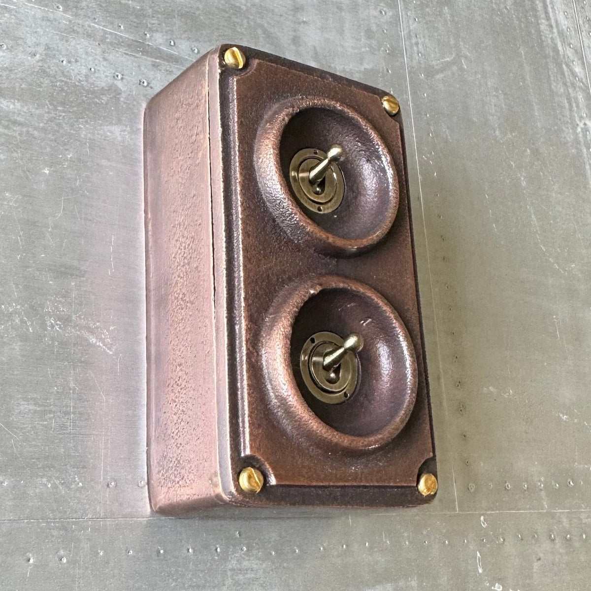 Brassvane antique copper conduit light switch additional view 2