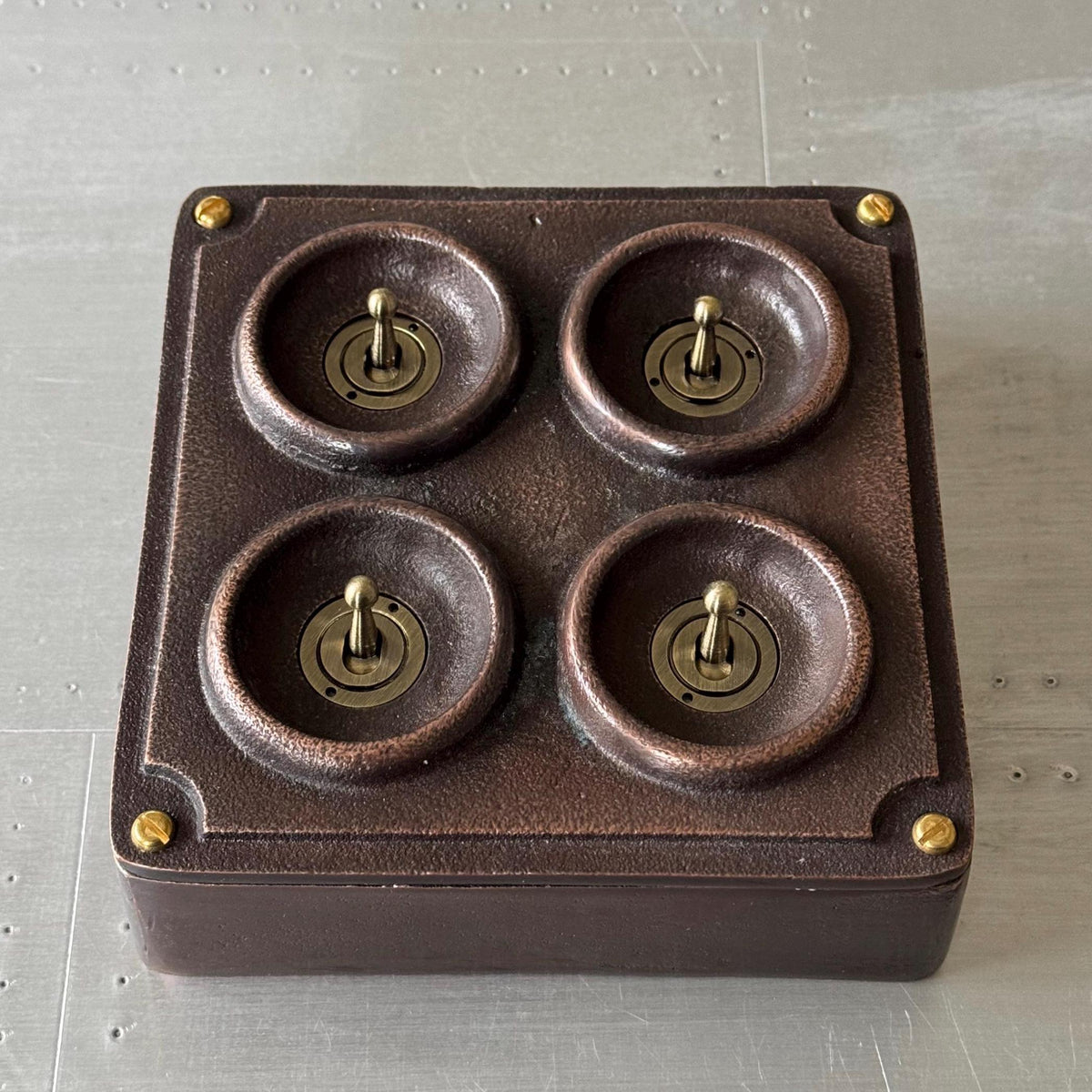 Brassvane 4 gang conduit light switch additional view 5