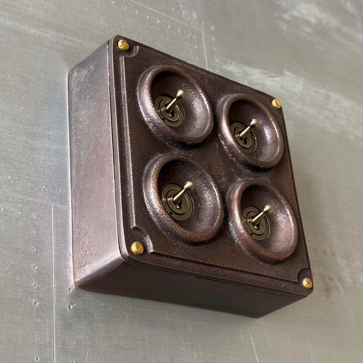 Brassvane 4 gang conduit light switch additional view 3