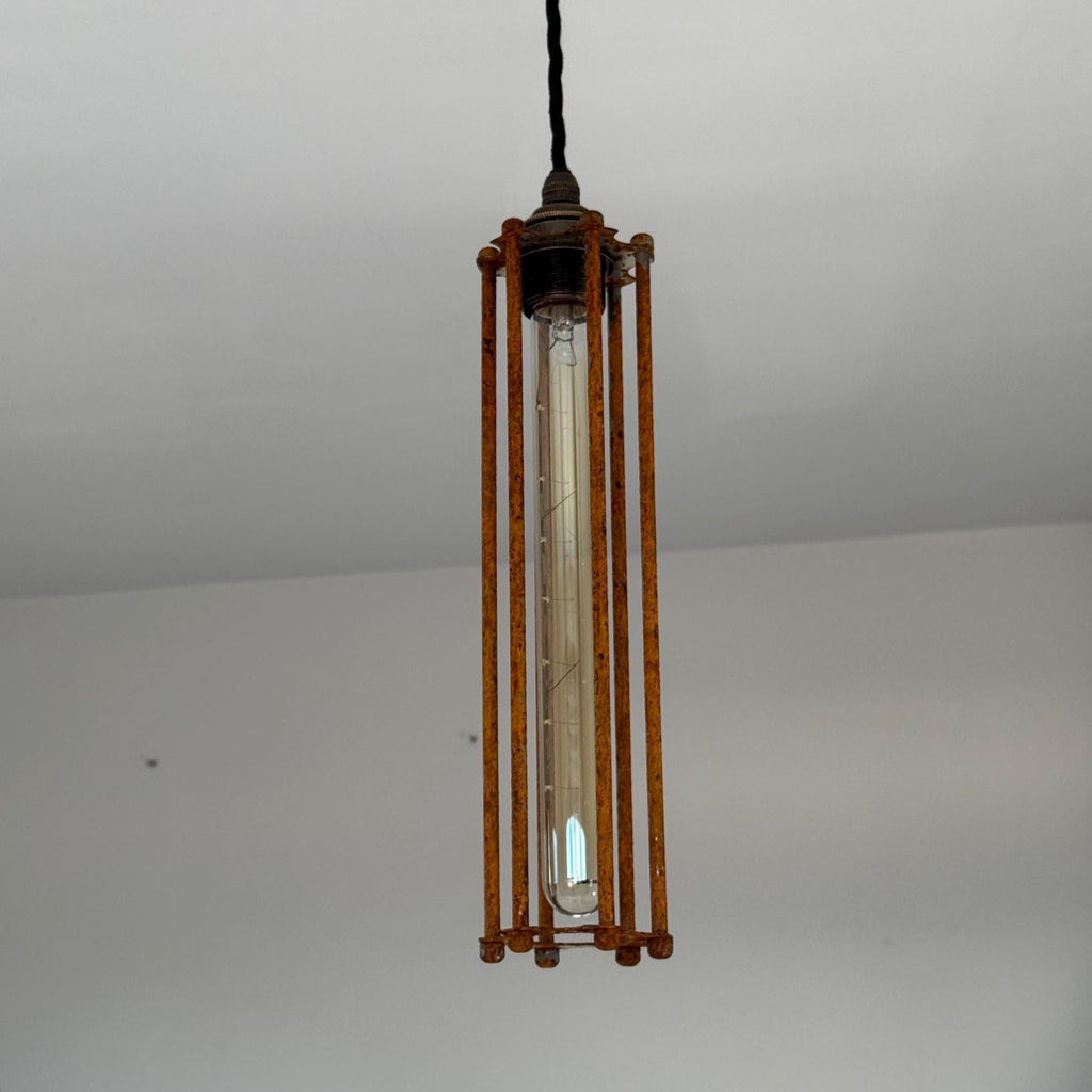 Brassvane rusted steel cage pendant light additional view 3