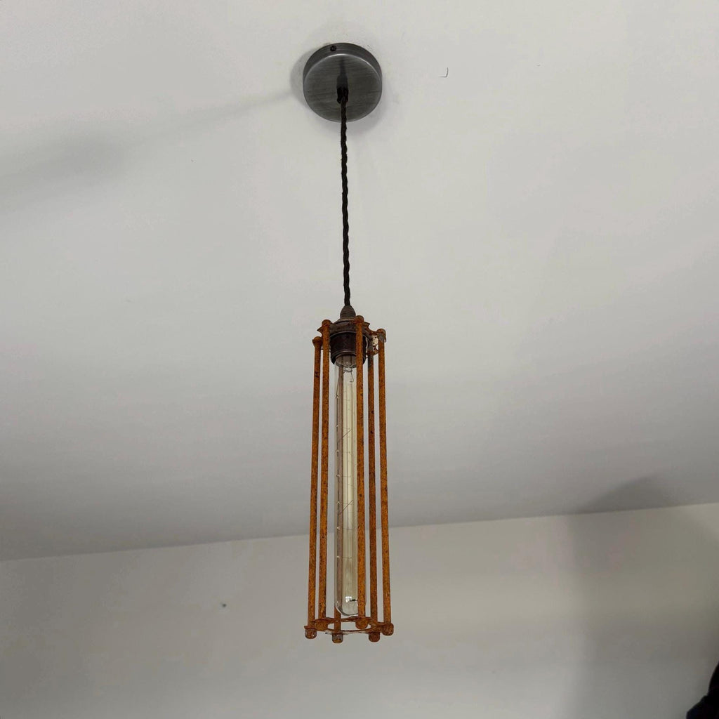 Brassvane rusted steel cage pendant light additional view 2