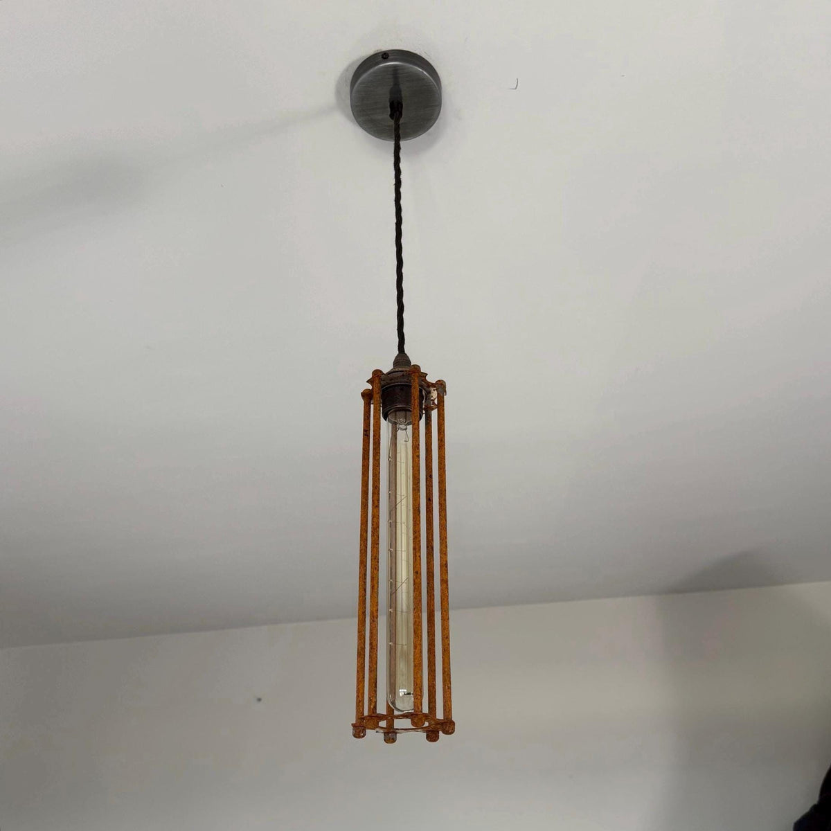 Brassvane rusted steel cage pendant light additional view 2
