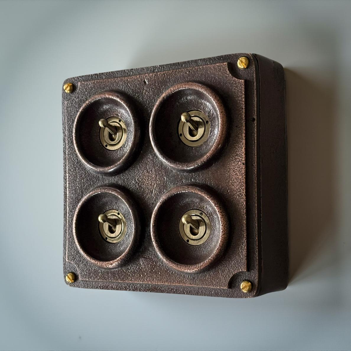 Brassvane 4 gang conduit light switch additional view 4