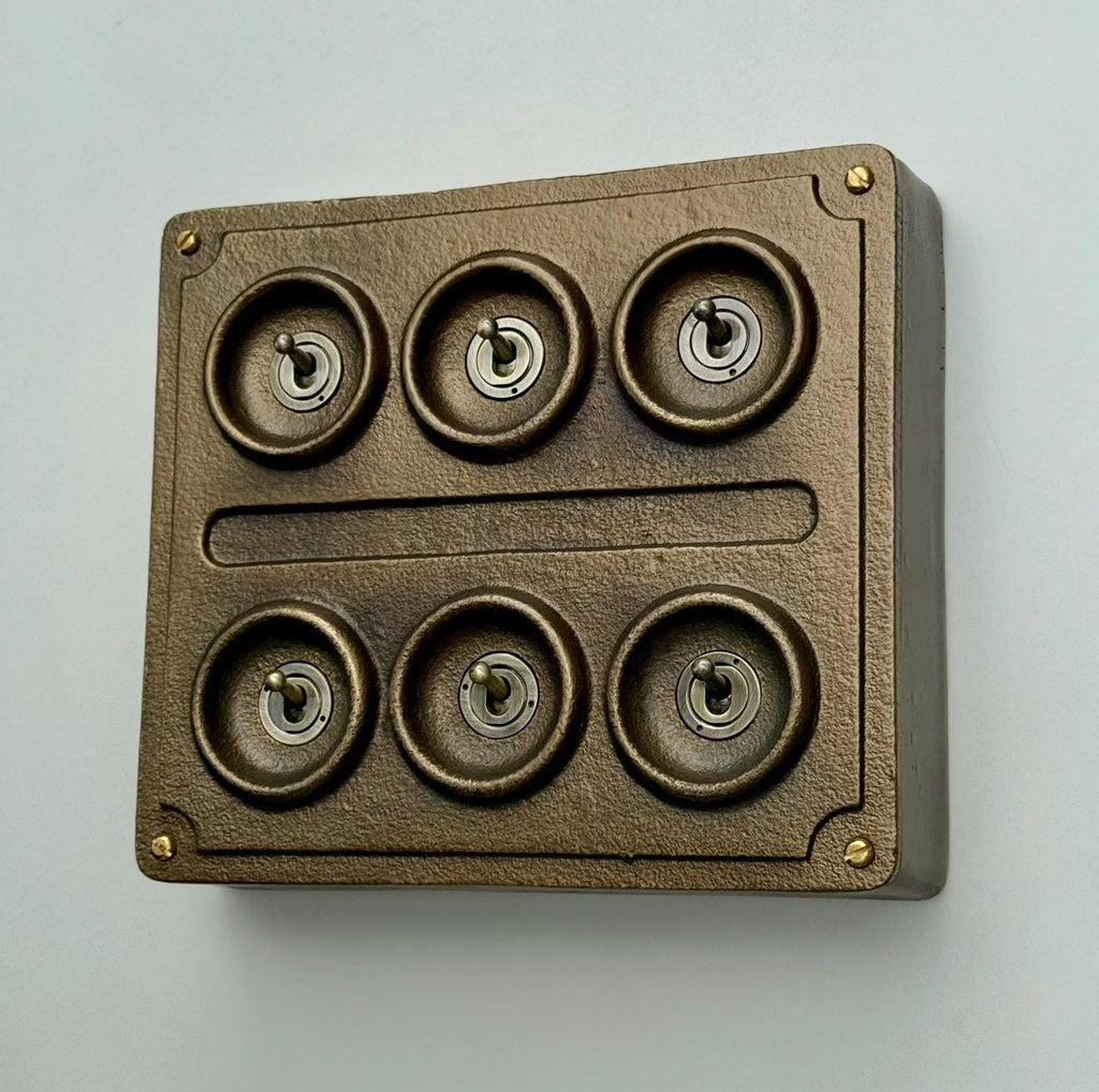Brassvane 6 gang toggle light switch additional view 6
