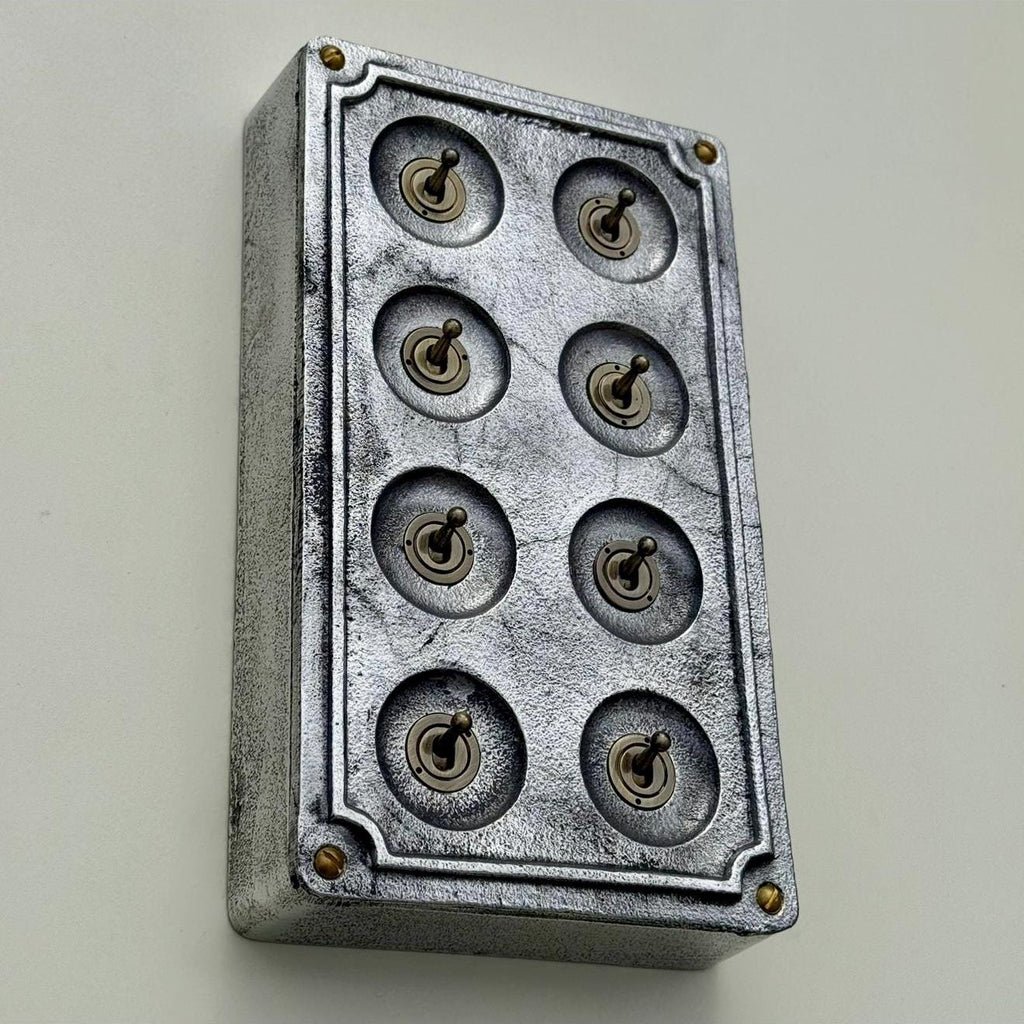 Brassvane 8 gang conduit light switch additional view 3