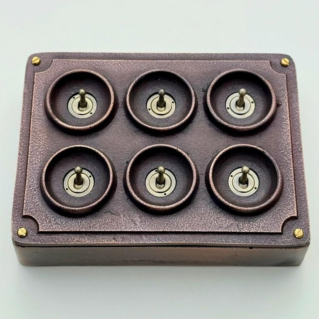 Brassvane 6 gang toggle light switch additional view 5