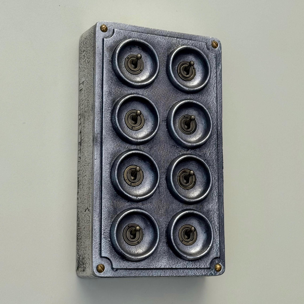 Brassvane 8 gang toggle light switch overall view