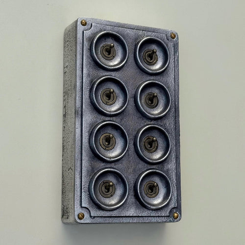 Brassvane 8 gang toggle light switch overall view