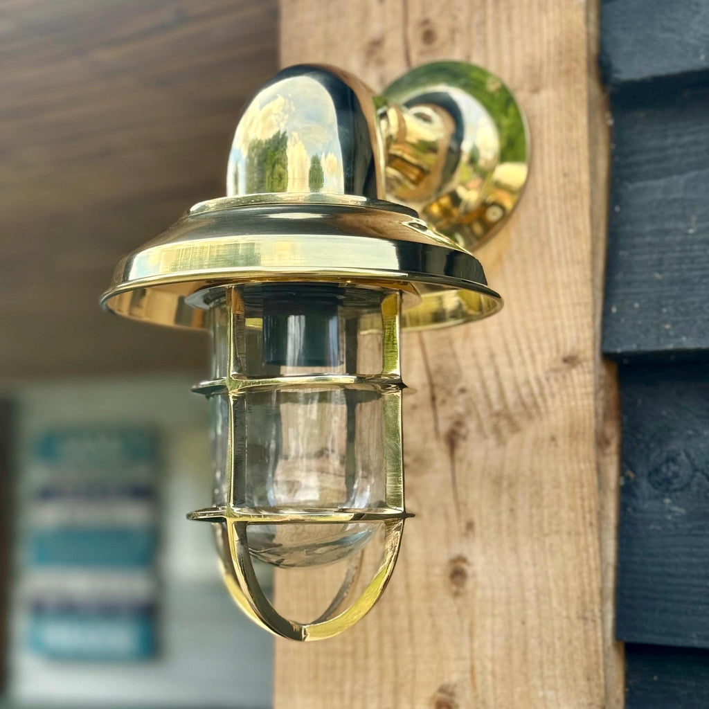 Brassvane caged brass swan neck wall light additional view 5
