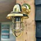 Brassvane caged brass swan neck wall light additional view 5