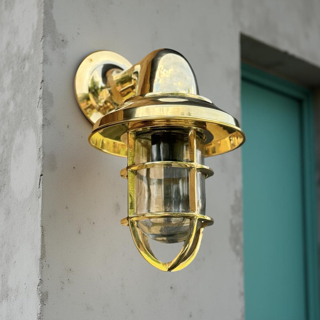 Brassvane caged brass swan neck wall light additional view 6