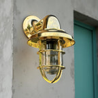 Brassvane caged brass swan neck wall light additional view 6