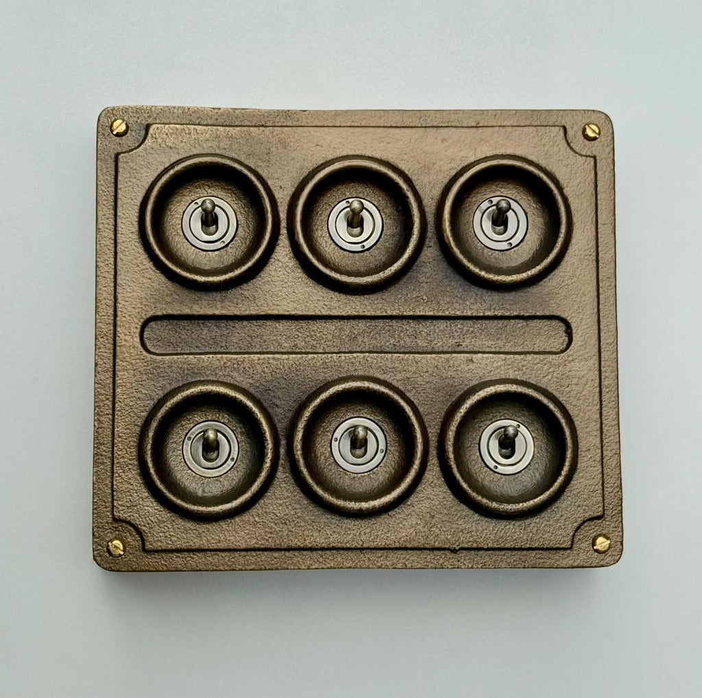 Brassvane 6 gang toggle light switch additional view 4