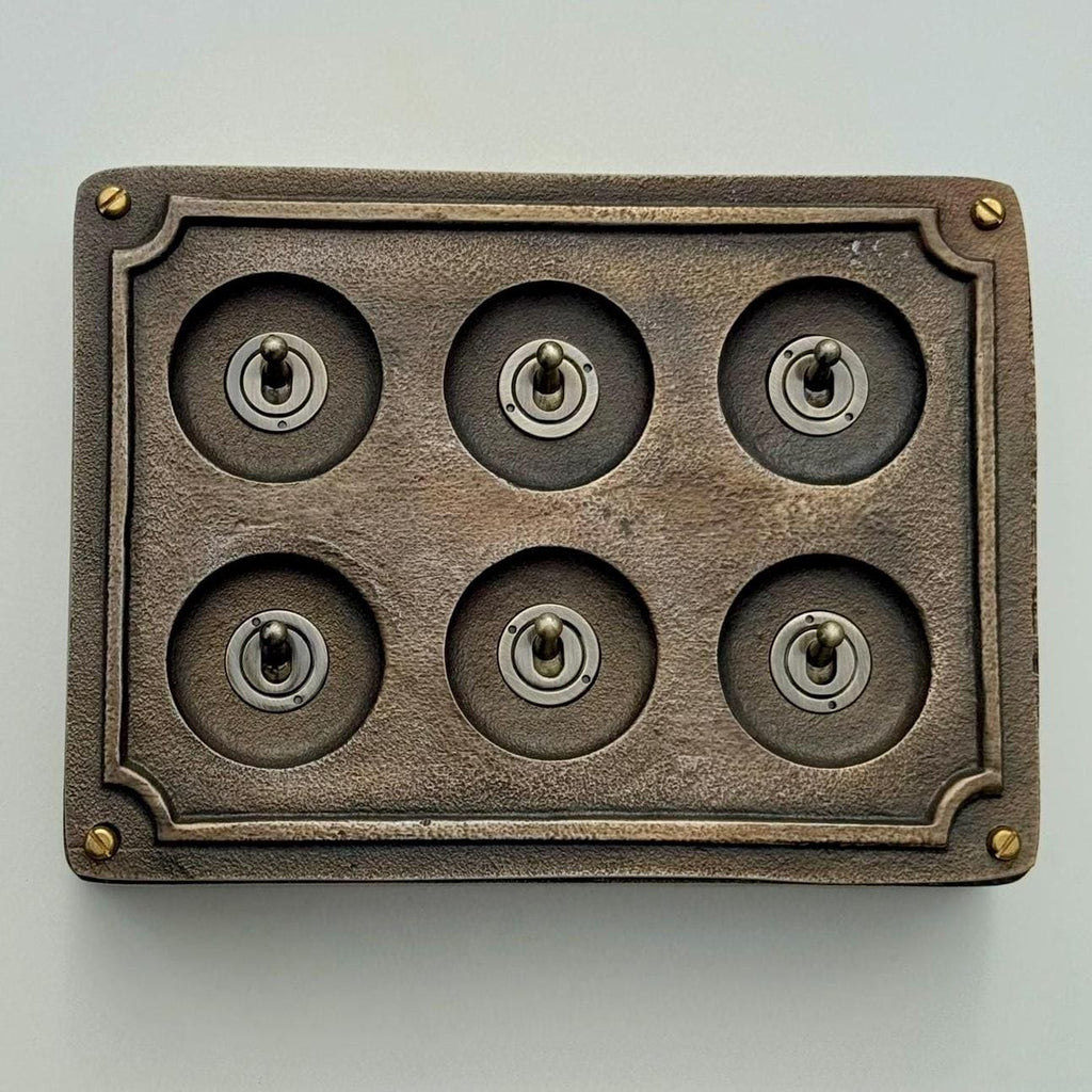 Brassvane 6 gang conduit light switch additional view 4