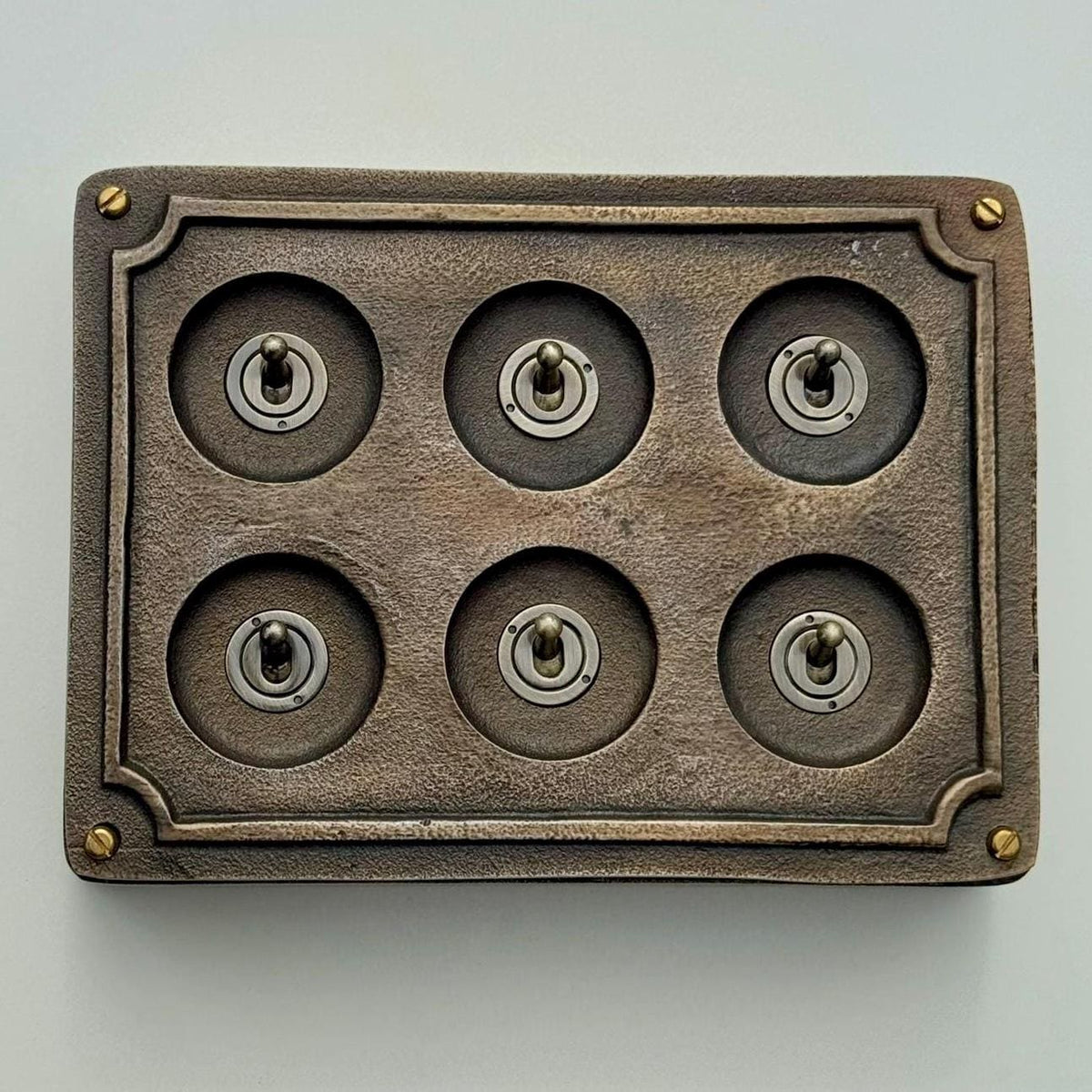 Brassvane 6 gang conduit light switch additional view 4