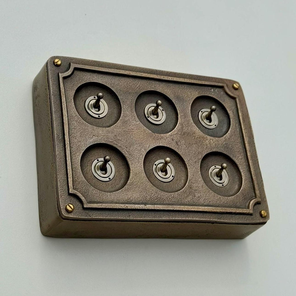 Brassvane 6 gang conduit light switch additional view 5