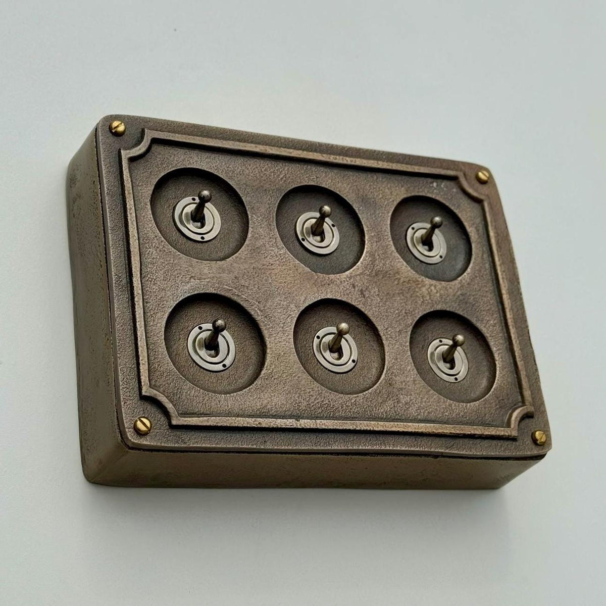 Brassvane 6 gang conduit light switch additional view 5