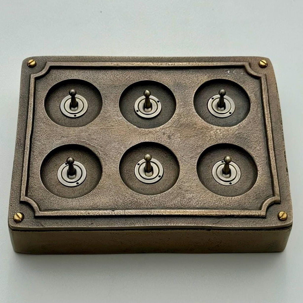 Brassvane 6 gang conduit light switch additional view 6