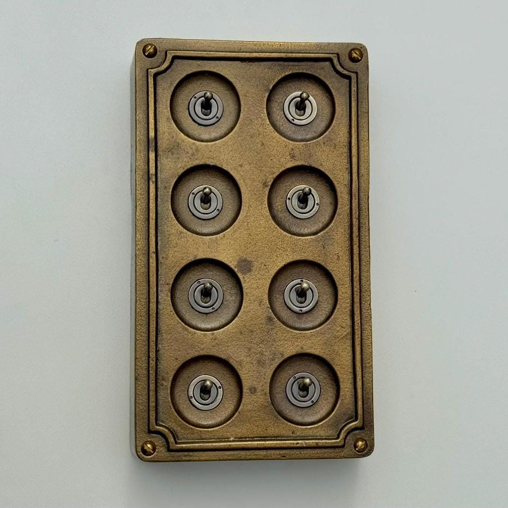 Brassvane 8 gang conduit light switch additional view 2